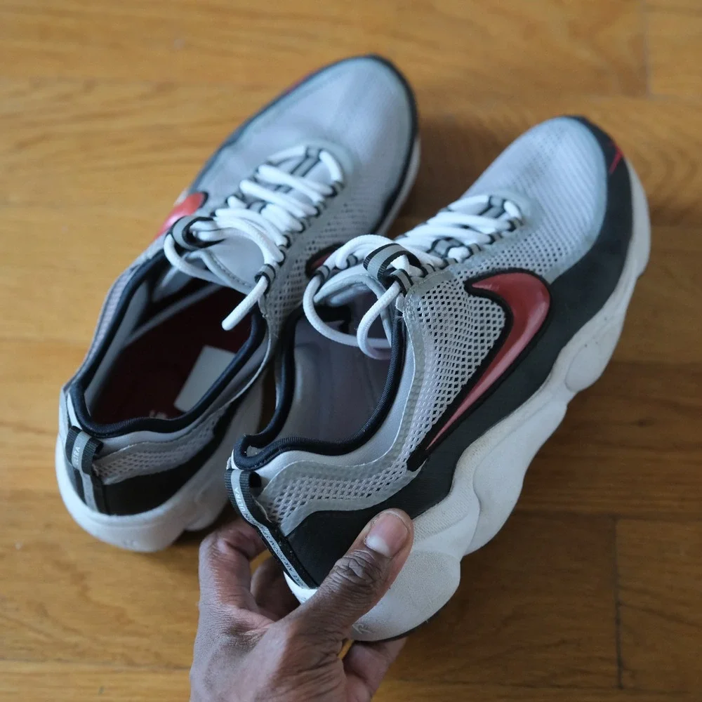 Nike Air Zoom Spiridon Ultra Mens Grey Red Sneaker Sporty Retro 9 876267-001